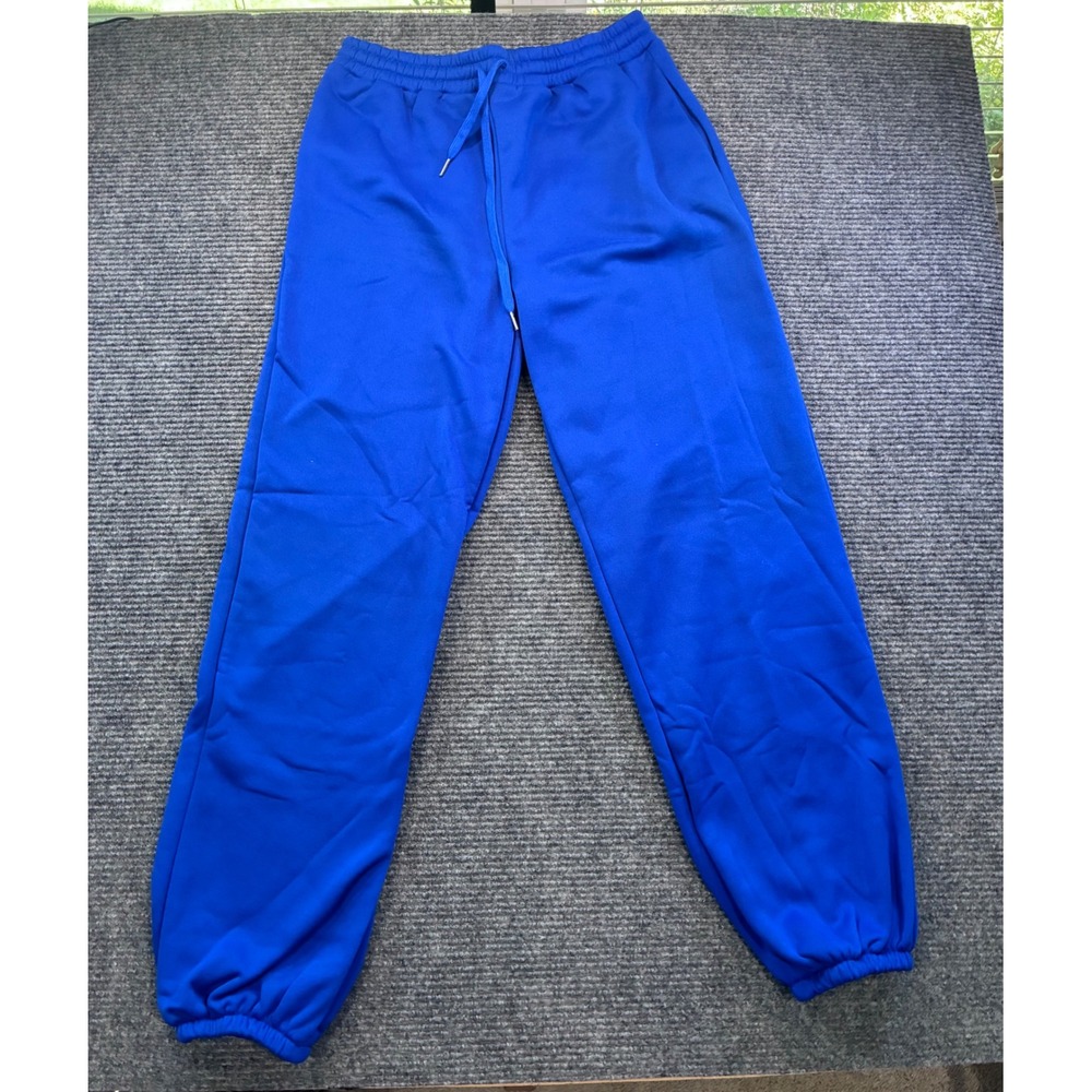 Royal Blue Jogger Sweatpants Fleece Lined Drawstring Lounge Pants Athletic Large